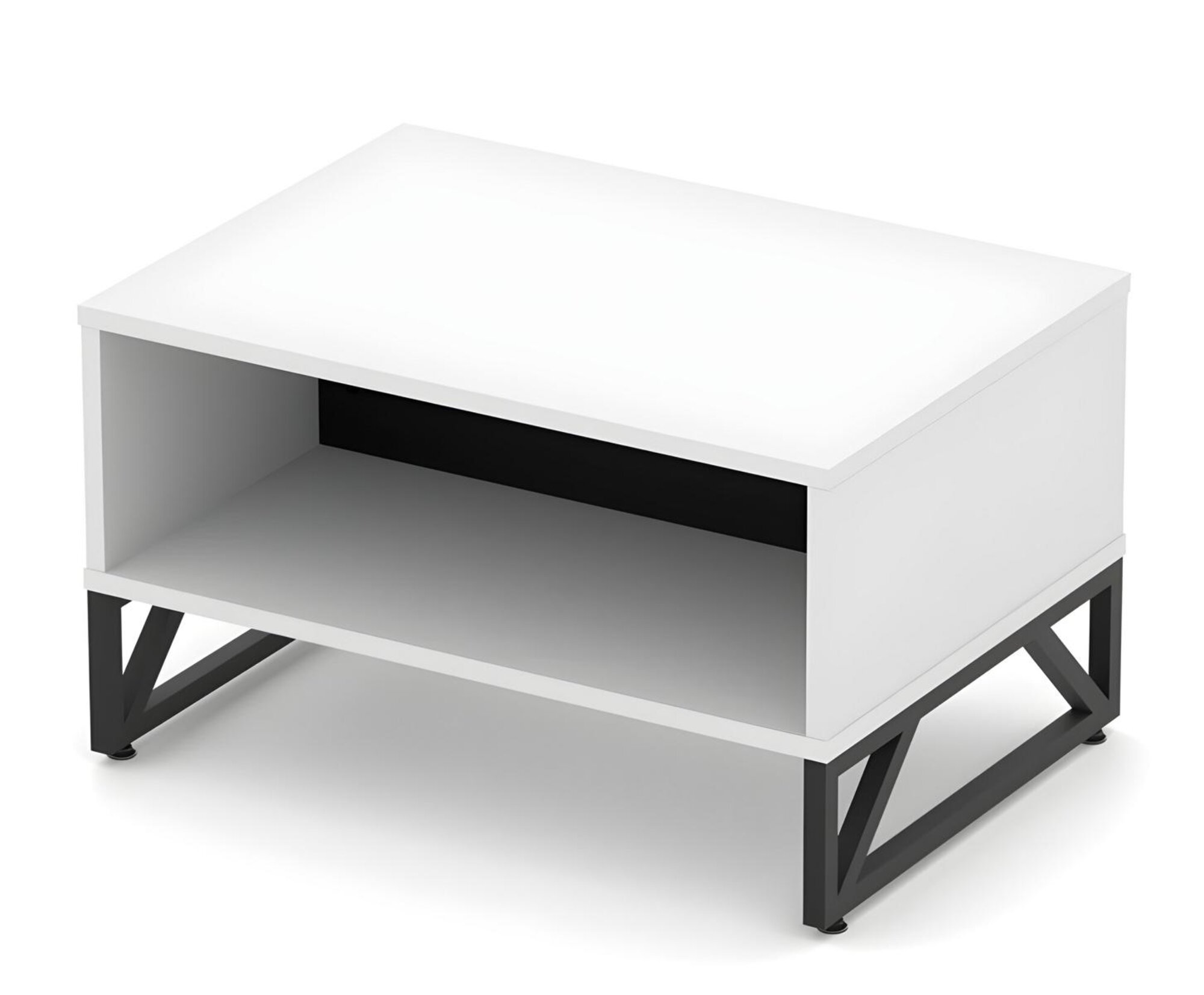 Coffee table side table study desk white-black with storage space