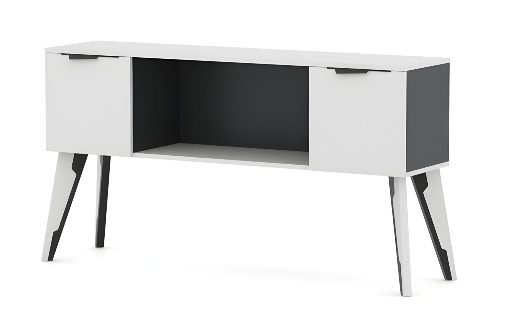 Office cabinet, side cabinet, nightstand with drawers, white-black.