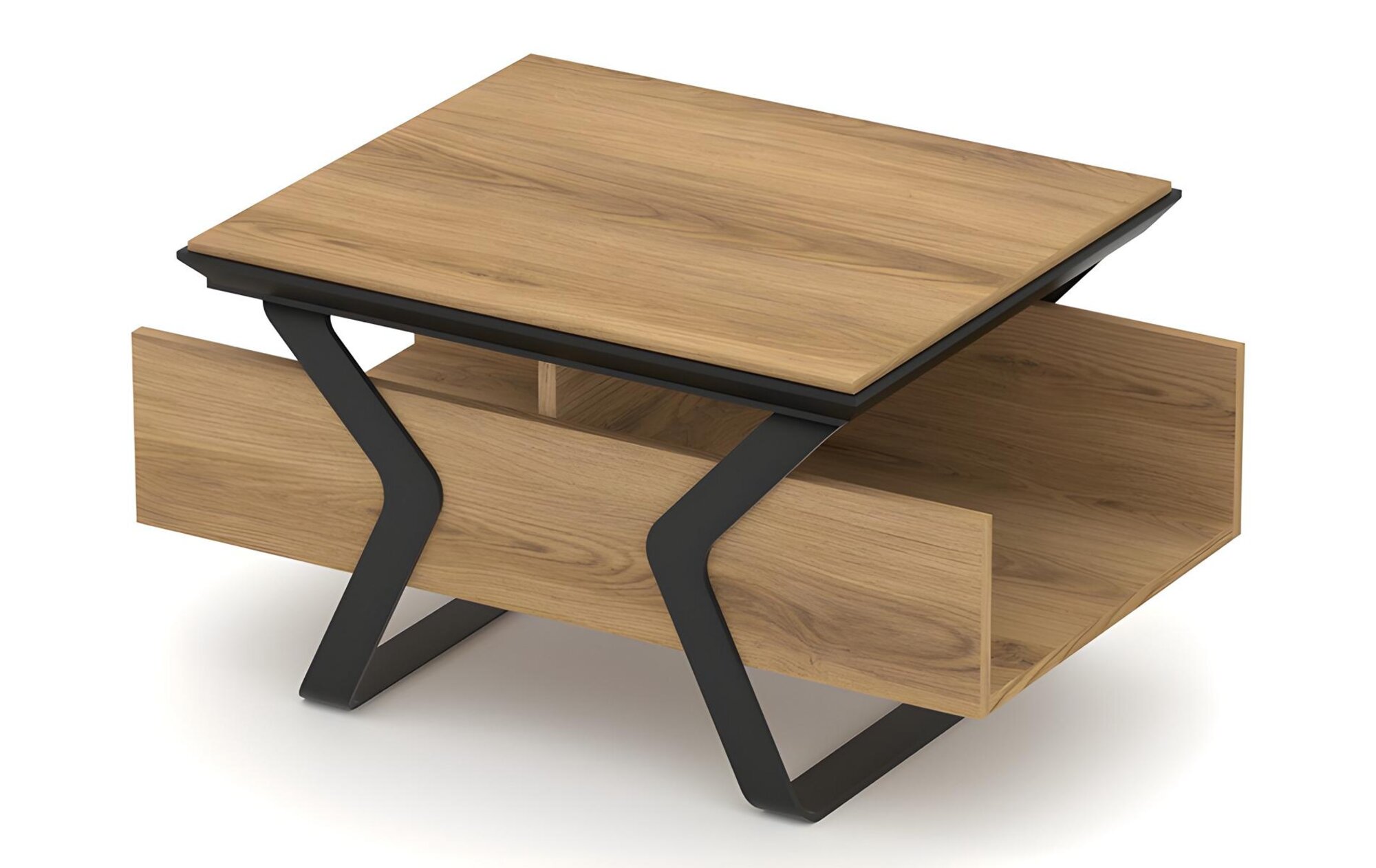 Designer coffee table side table wooden table with storage metal legs