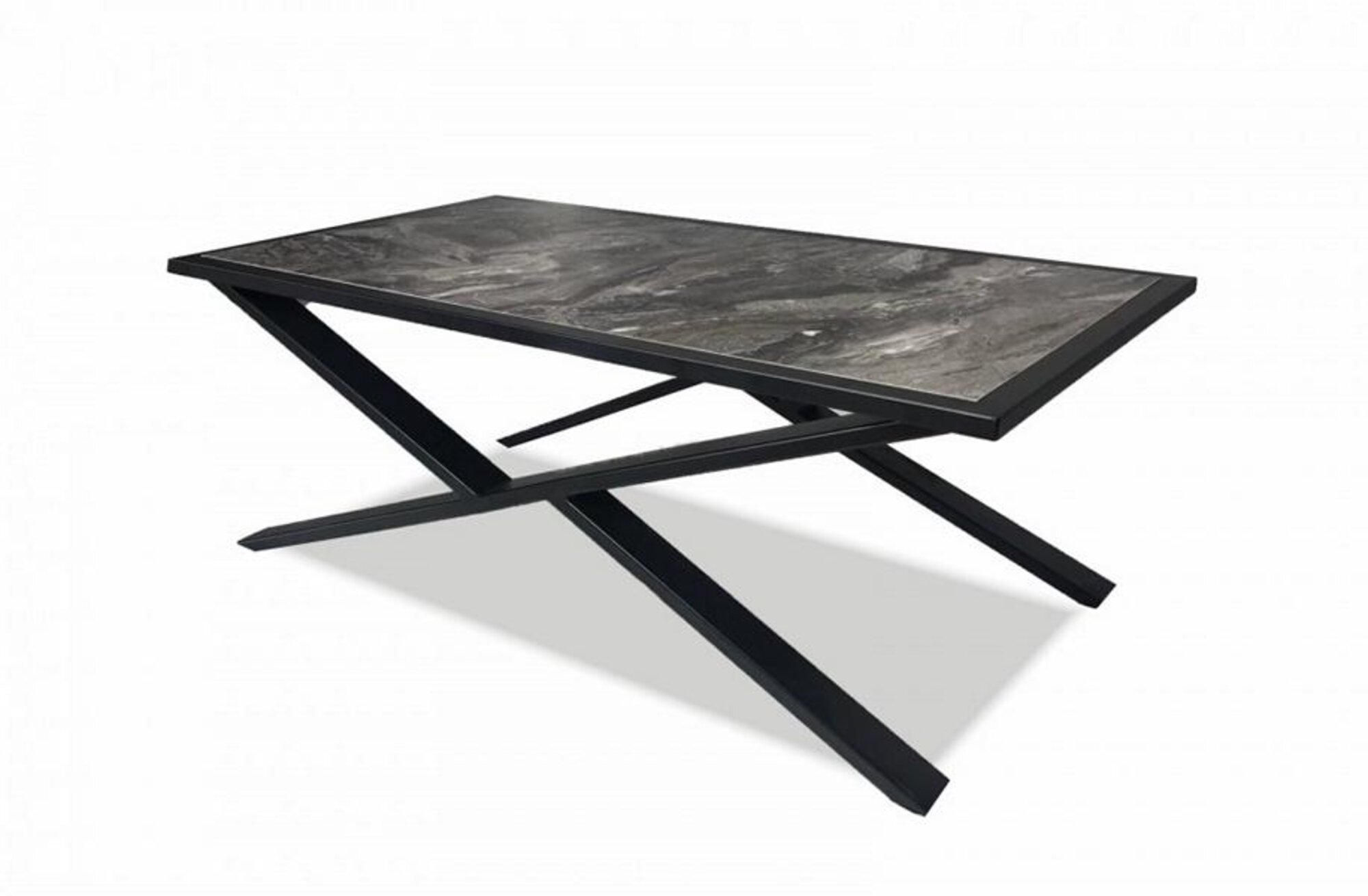 Coffee table side table marble look metal frame industrial design