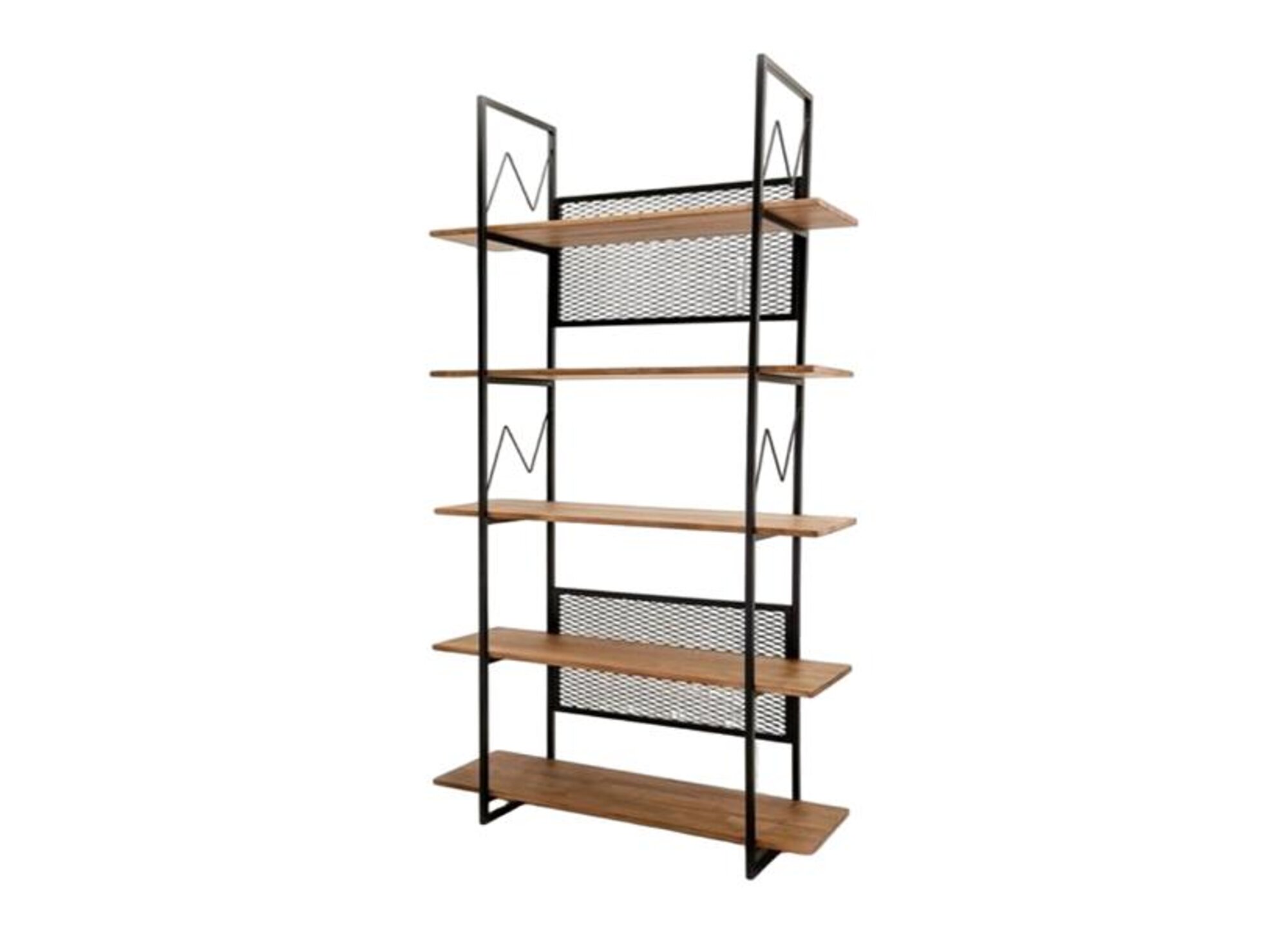 Bookshelf Books Rack Stand Shelf Cabinet Wood + Metal with 5 Levels