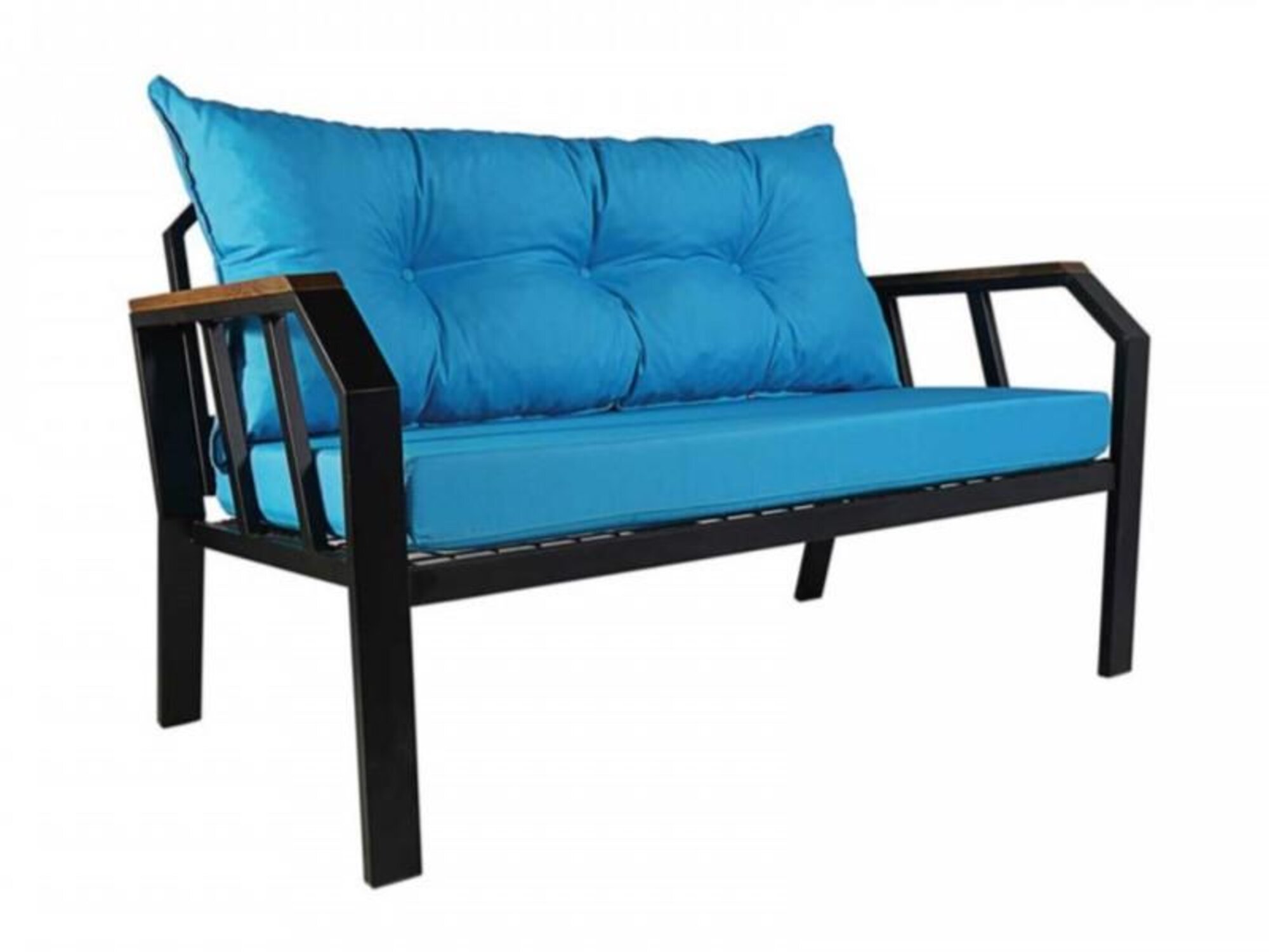 Garden sofa 2-seater sofa mini couch small sofa with cushions metal frame