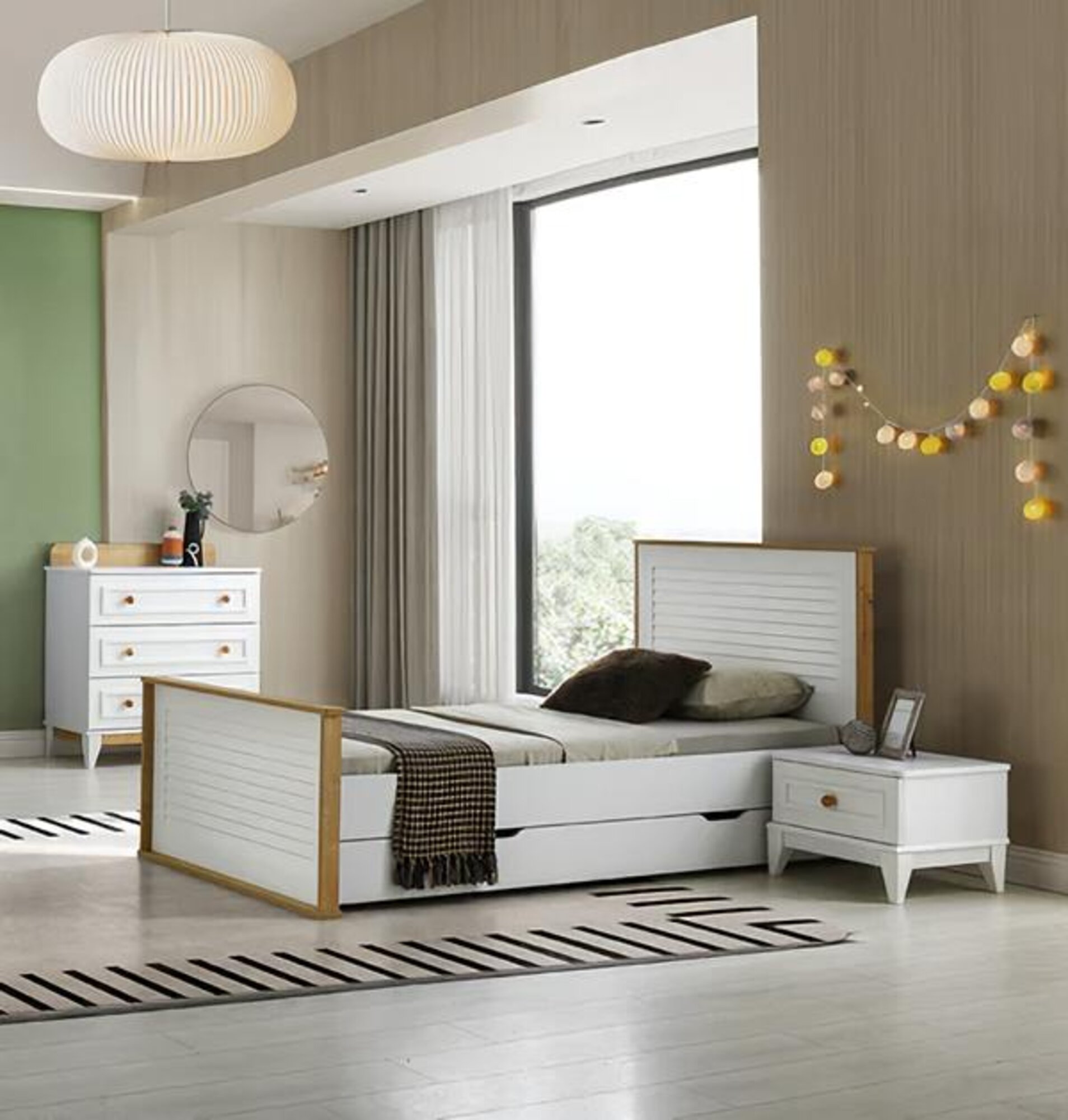 Children\'s room set bed children\'s bed children\'s furniture white wood 3-piece set