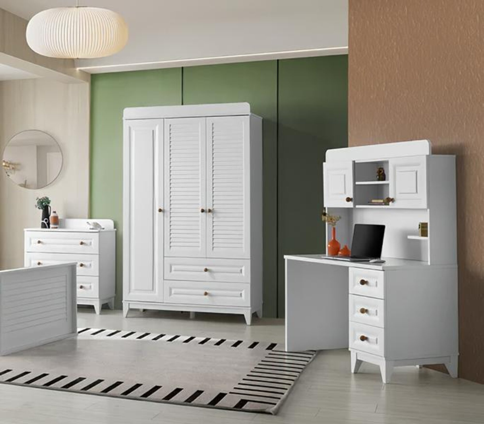 Furniture Set Wardrobe Chest of Drawers Desk Children\'s Room Cabinets