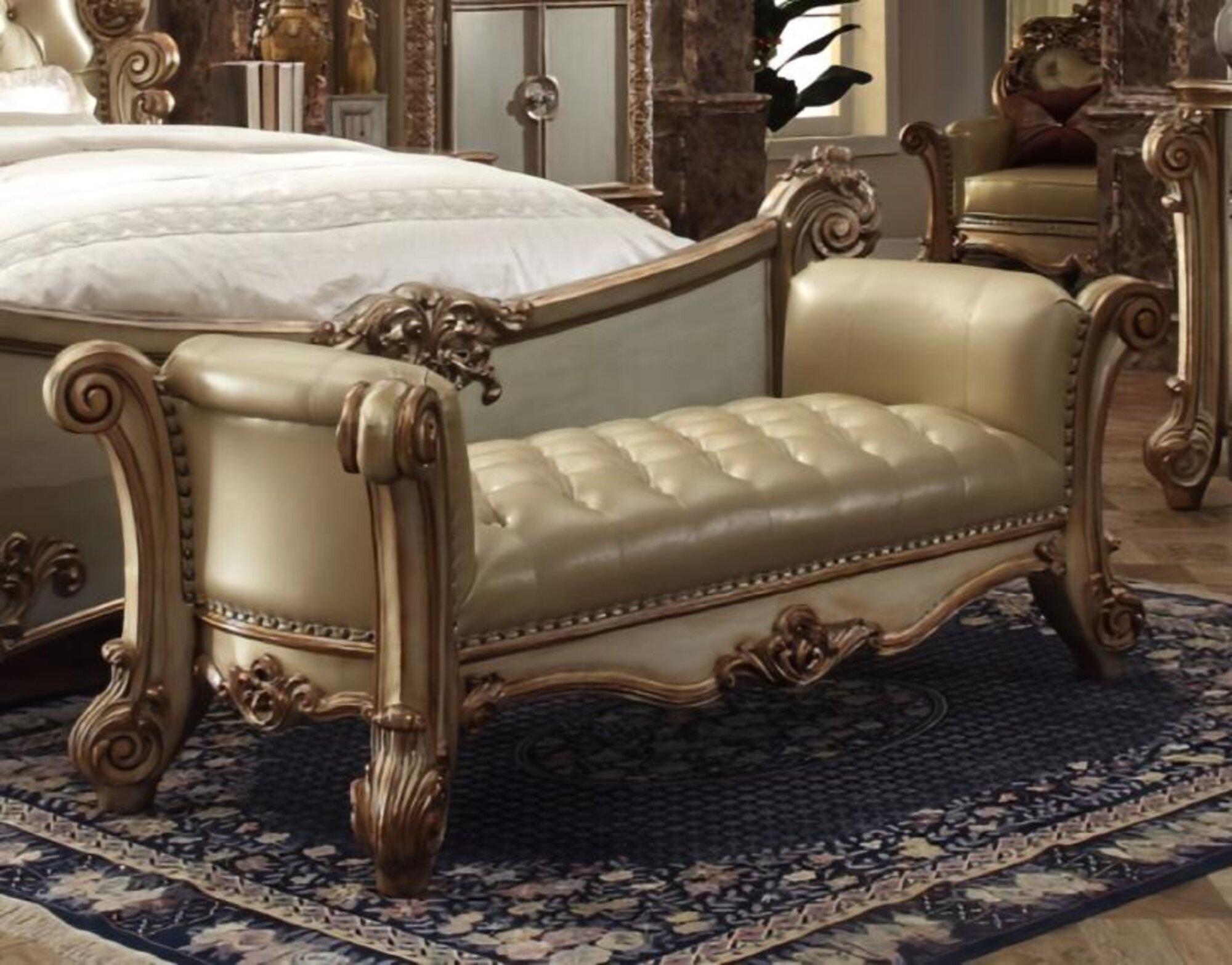 Luxury bank bench upholstered bench bed bench for bedroom artificial leather