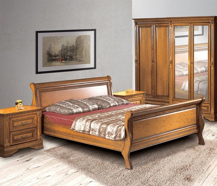 Bedroom designer bed 2 nightstands luxurious furnishings complete.