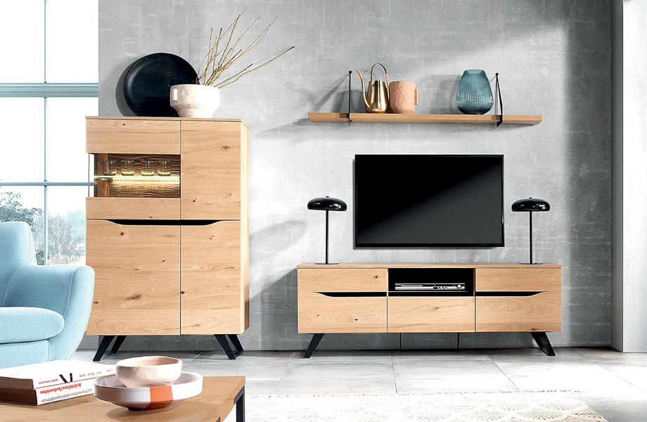 Living Room Complete Modern Designer TV Lowboard Luxurious Cabinet Set 3 pcs