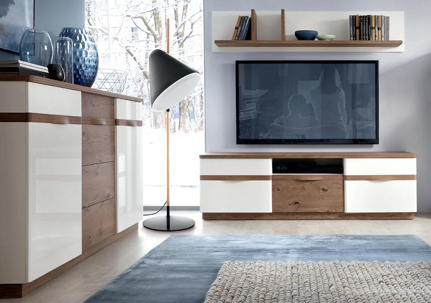 Designer living room TV lowboard exclusive complete wall shelf sideboard