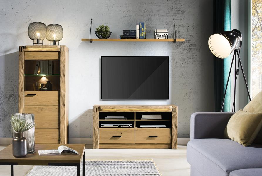 Luxurious living room display cabinet, living wall, TV lowboard, designer wall shelf.