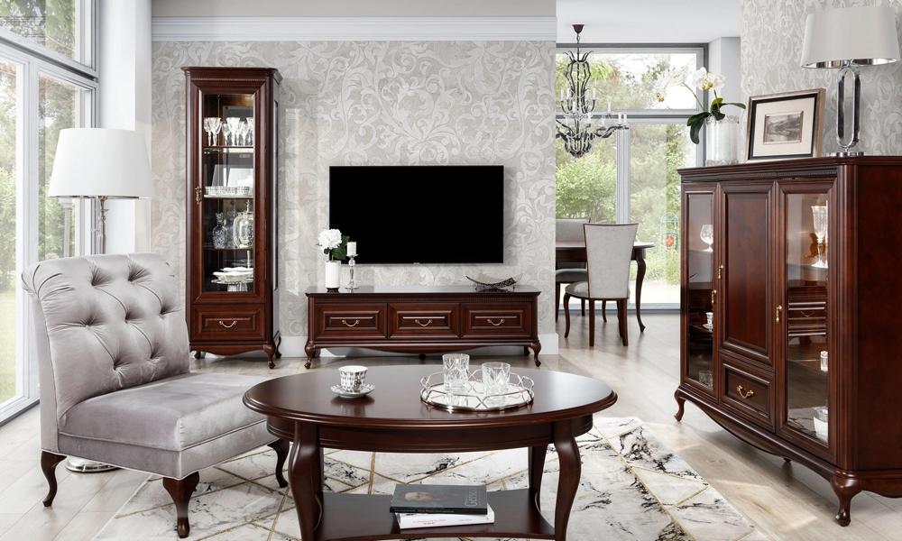 Luxurious wooden furniture living wall classic furniture display cabinet TV low board