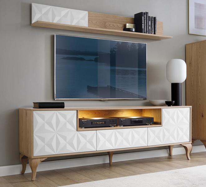 Luxurious set TV sideboard living room wall shelf media furniture complete