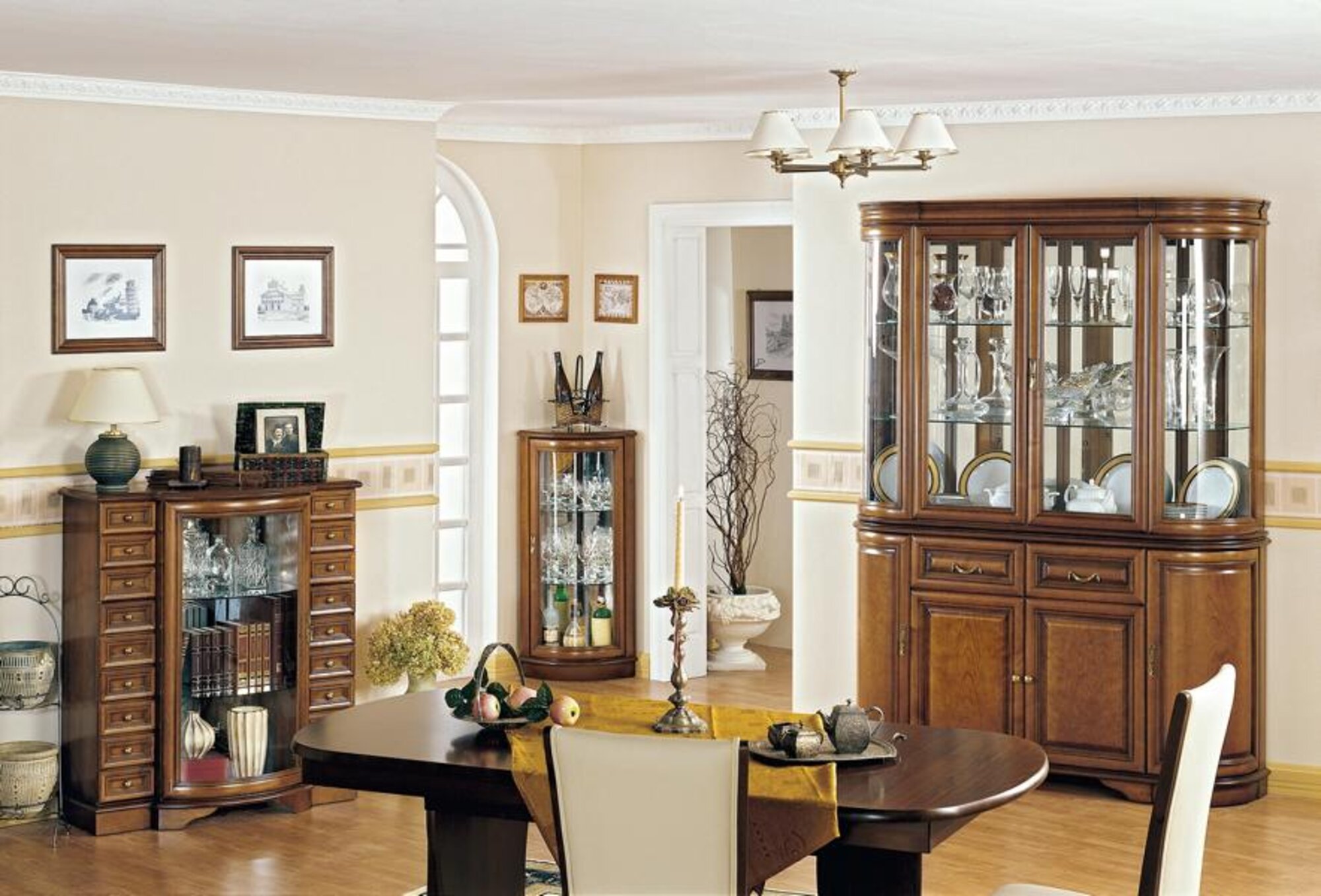 Classic Set Showcase Dining Room Corner Showcase Large Buffet Complete 3-piece