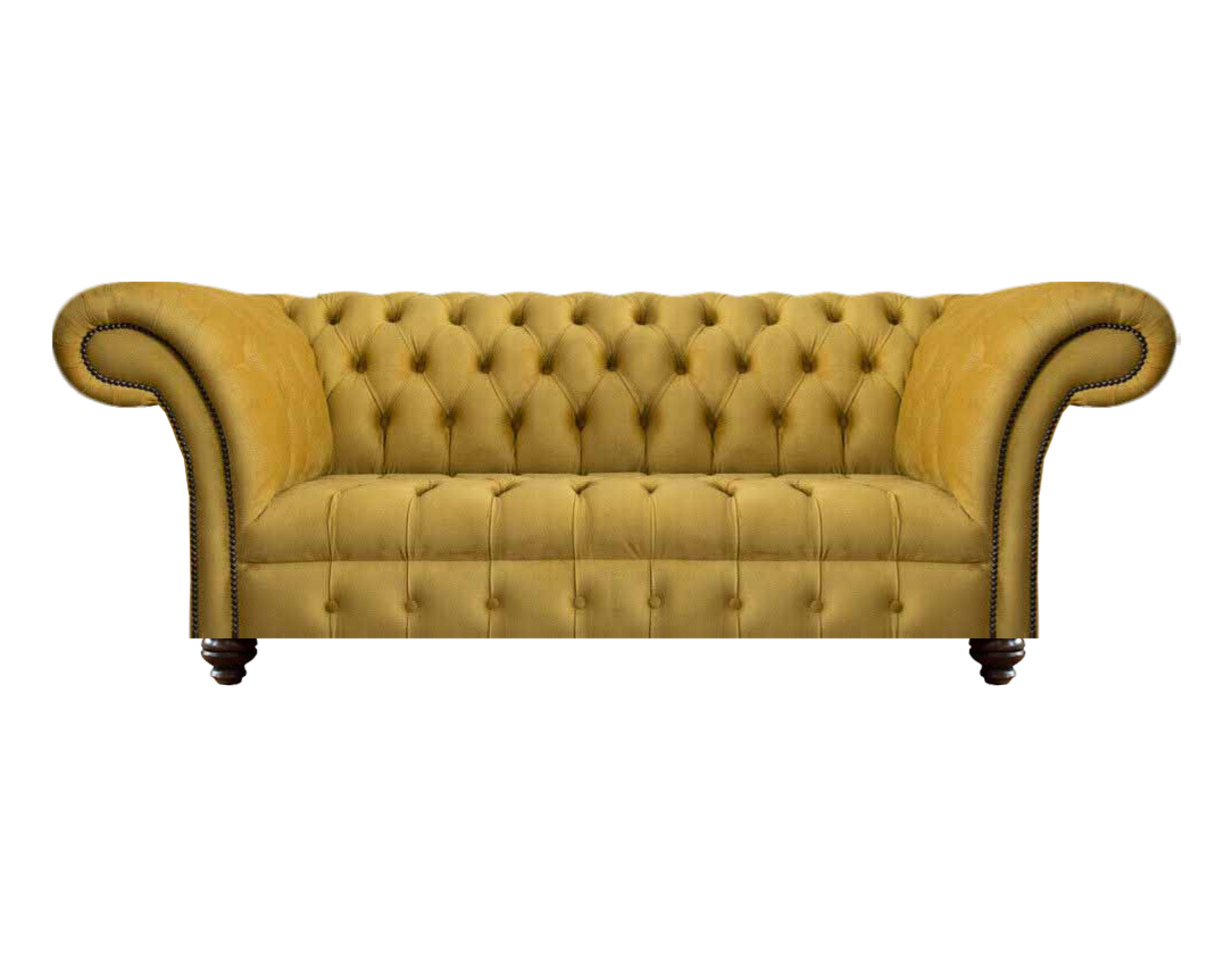 Modern Chesterfield Yellow 3-Seater Couch Elegant Living Room Textile Sofas