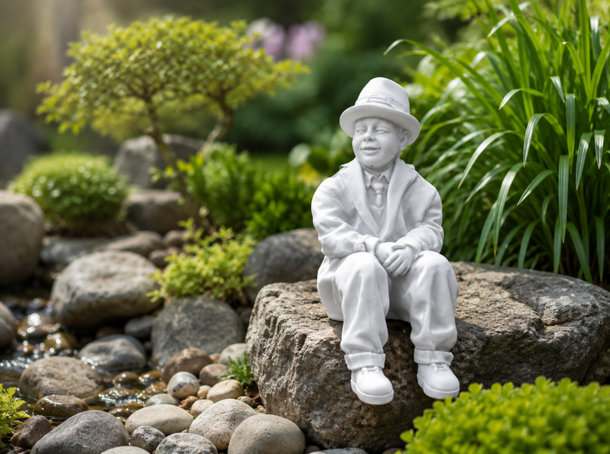 Boy Sitting Figure Statue Figures Sculpture Statues Garden Decoration S101083