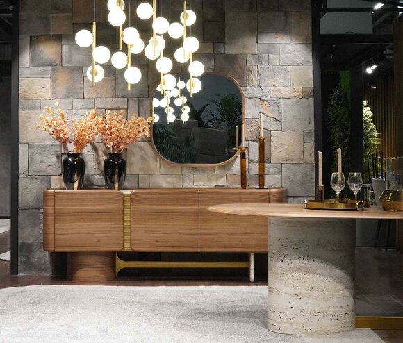 Sideboard dresser set sideboard mirror wood brown furniture design set