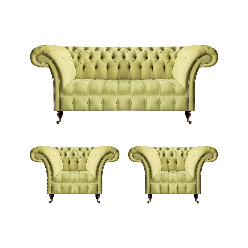 Upholstered furniture sofa set living room 3-piece Chesterfield textile upholstered sofas