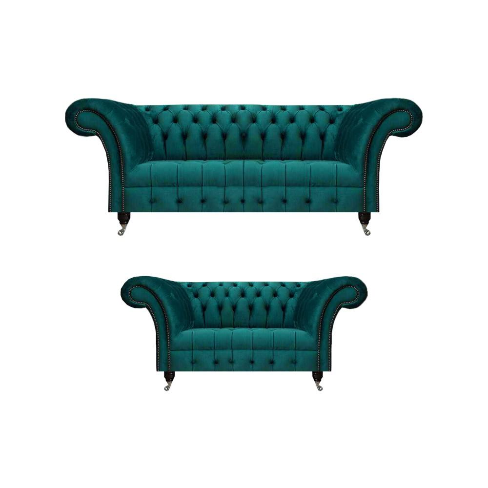 Sofa set 2x sofas modern three-seater with two-seater sofas design Chesterfield