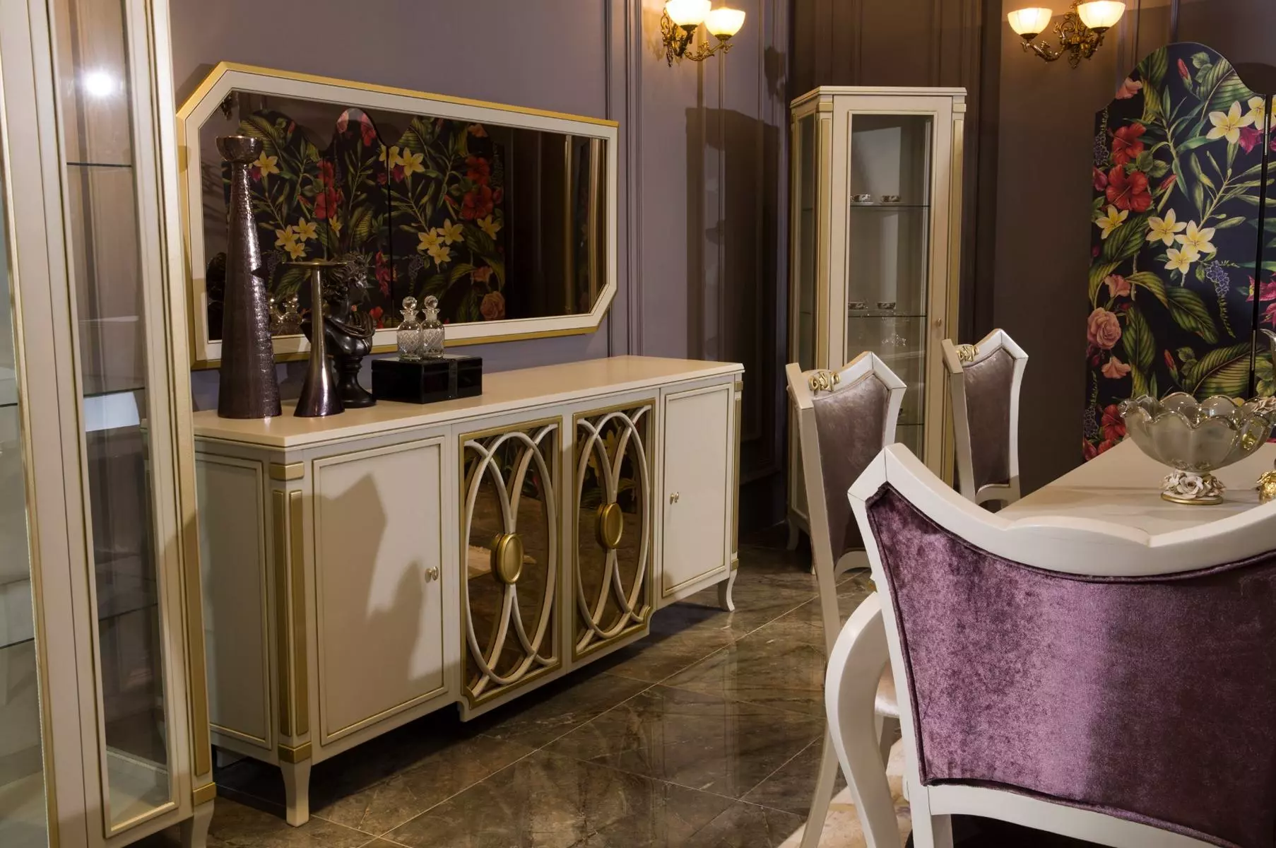 Classic set display cabinet rtv sideboard luxury display cabinet set 2 pcs.