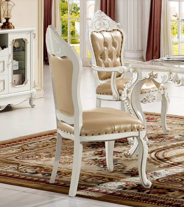 Chair Dining Room Armchair Chairs Wood Beige Back Chair Single Seater Baroque