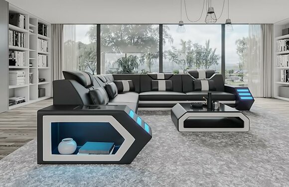 LIVING AREA LEATHER SOFA COUCH UPHOLSTERY CORNER SOFA SOFA BIG XXL COUCH SET NEW BELFORT 1