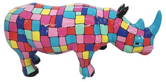 Abstract colorful gloss rhino decorative sculpture 80x175cm sizes