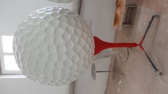 Massive decorative white gloss golf ball figure 120cm height