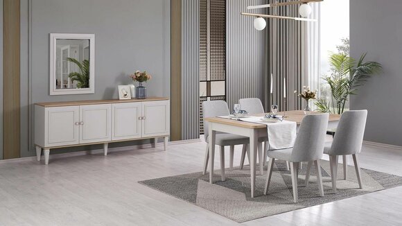 Dining room furniture dining group dining room dining table chairs wood gray set 9 pieces