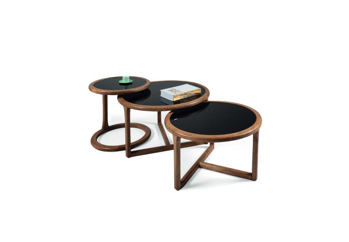 Designer Coffee Table Set Modern 3-Piece Ensemble in Wood and