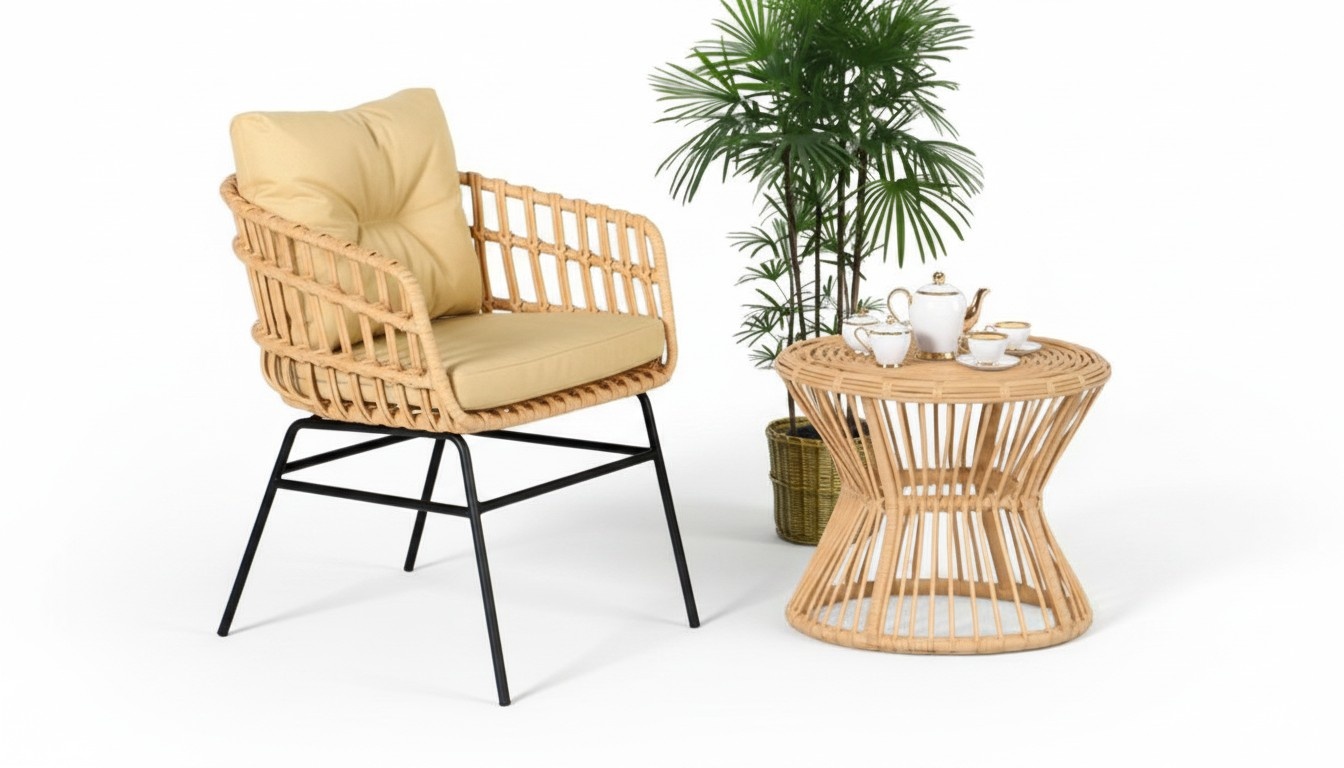 2-piece garden furniture set terrace armchair coffee table rattan modern high quality