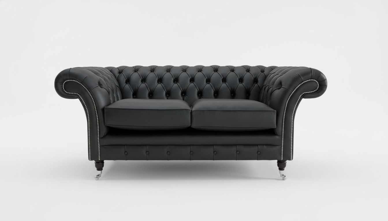 2 seater couch upholstery sofa textile fabric Chesterfield couch set black