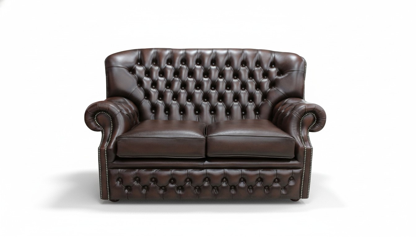 Premium Chesterfield Sofa 2-Seater Dark Brown Faux Leather Comfortable Loveseat Couch With Buttons New