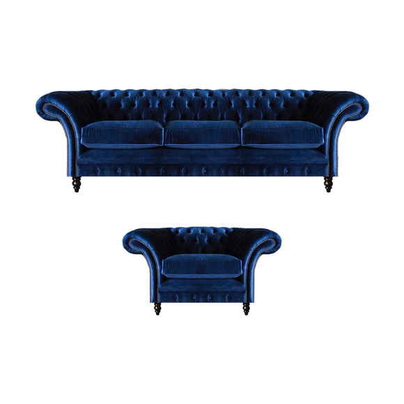 Textile Fabric Design Sofa Upholstery Couch Blue Three-Seater Sofa Armchair Chesterfield
