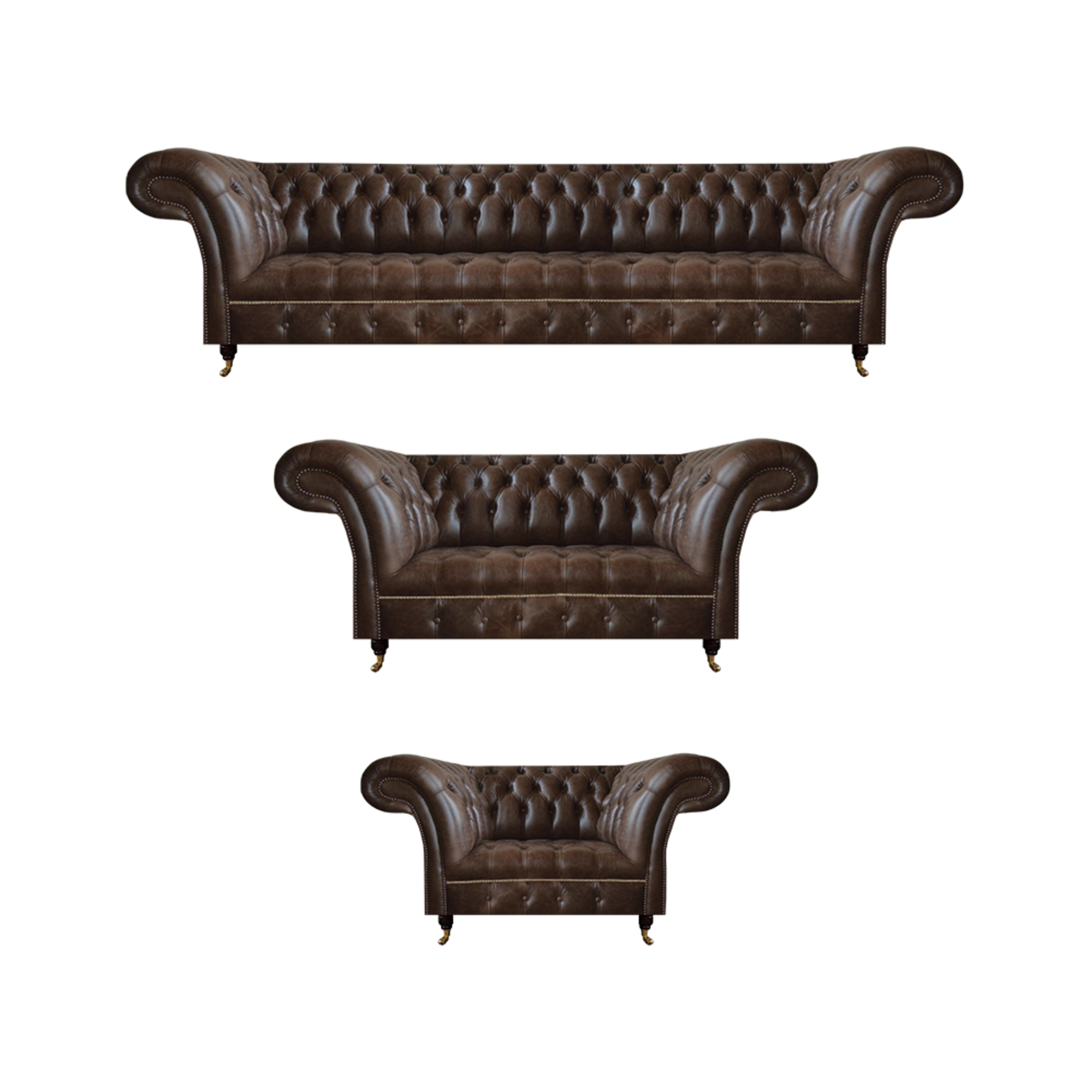 Brown Chesterfield leather sofas living room sofa set complete set