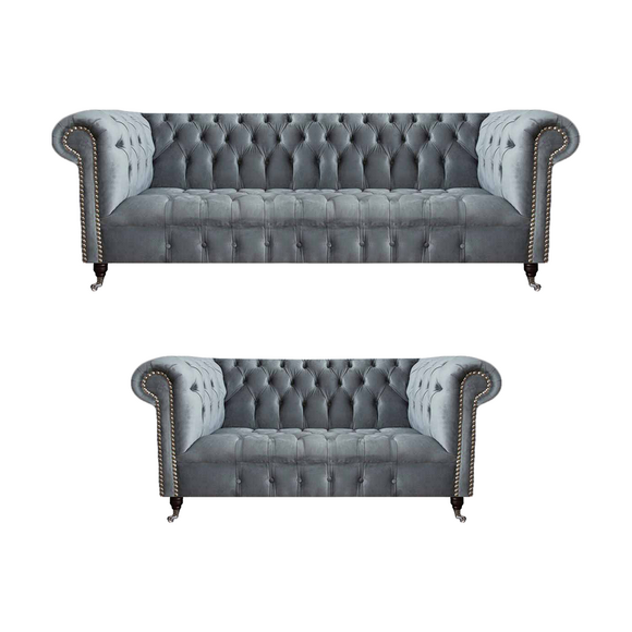 Living room luxury gray chesterfield armchair new three seater sofa couch