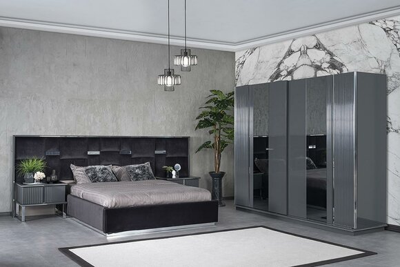 Complete bedroom furniture double bed 2x bedside tables luxury wardrobe