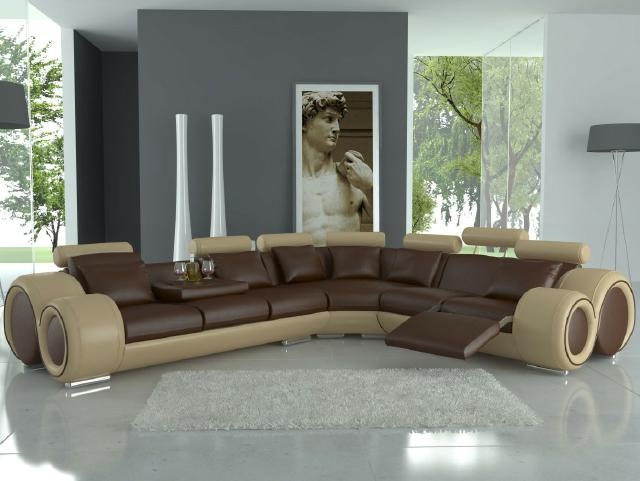 Leather sofa design corner sofa Berlin with relaxation function