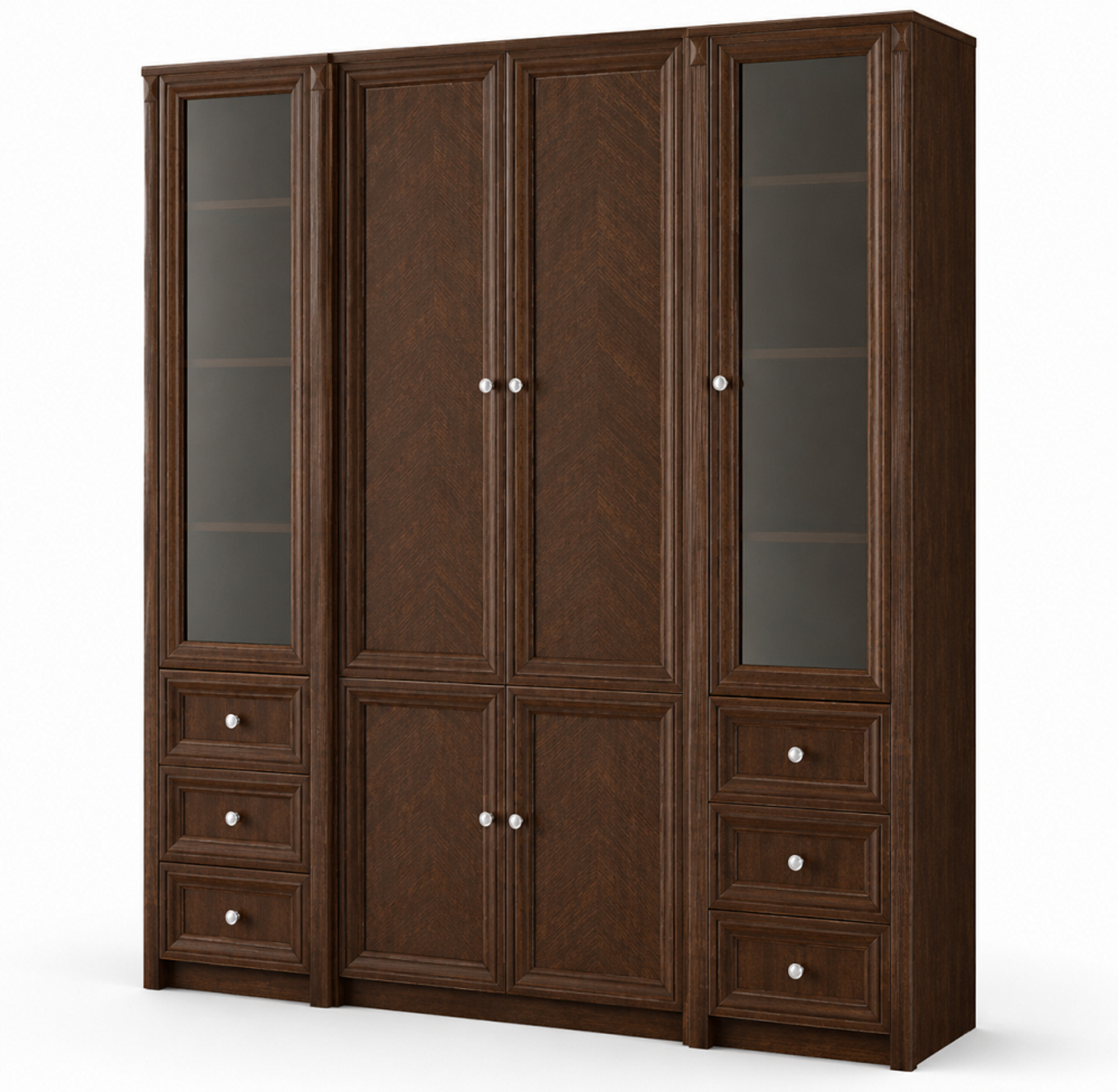 Classic brown office cabinet exclusive glass cabinet elegant wooden shelves