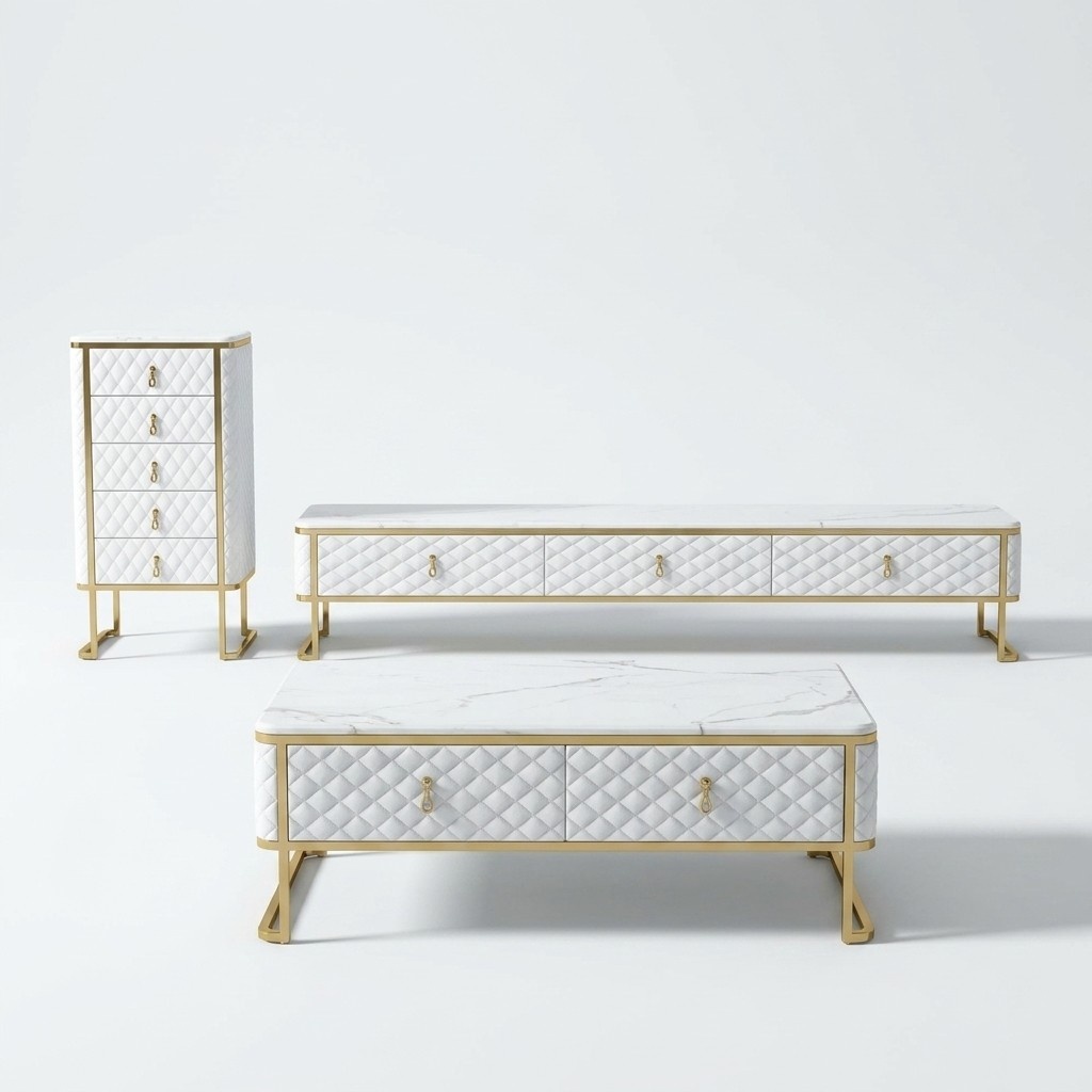 3pcs. Living Room Furniture Set Designer Living Room Sideboard+Couch Table+Commode