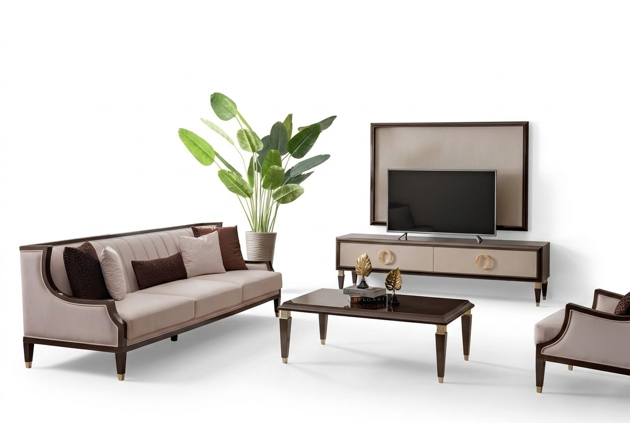 3-seater, coffee table & TV unit – cozy living room set