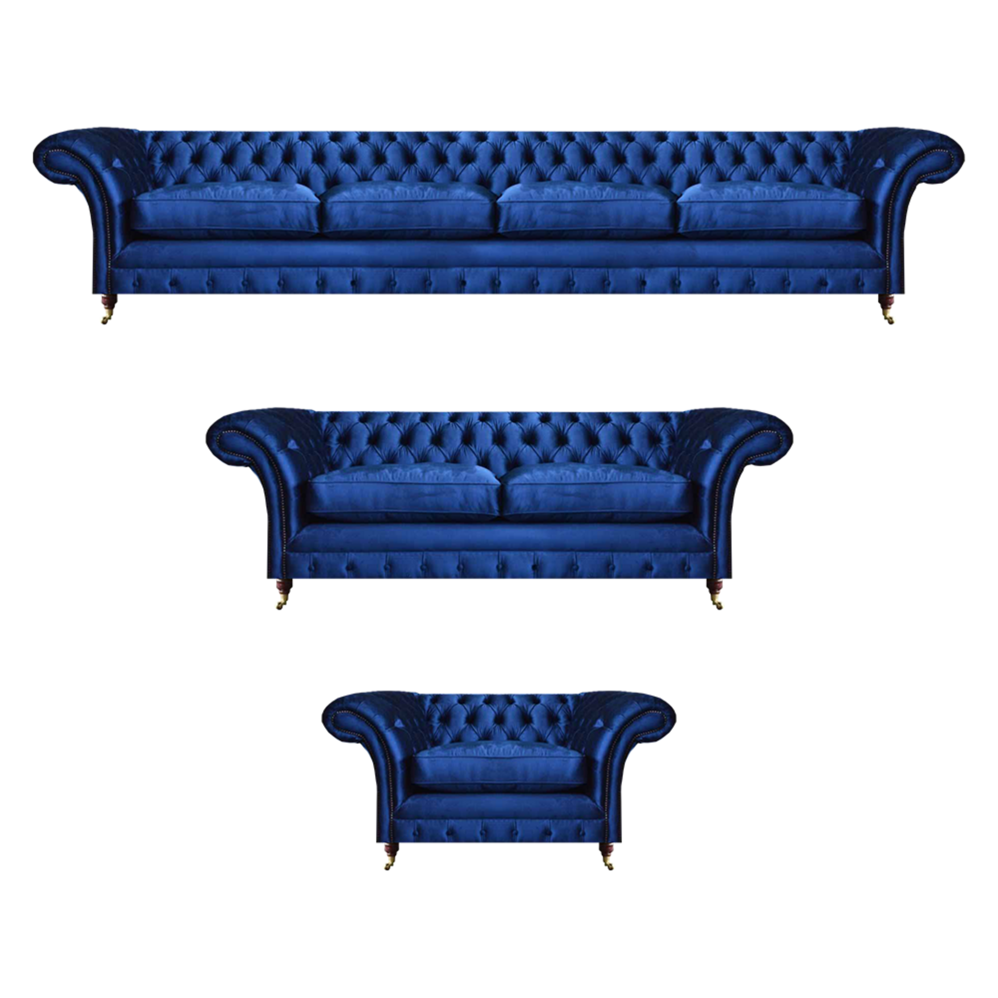Modern furnishings seating furniture complete sofa set 3-piece luxury Chesterfield