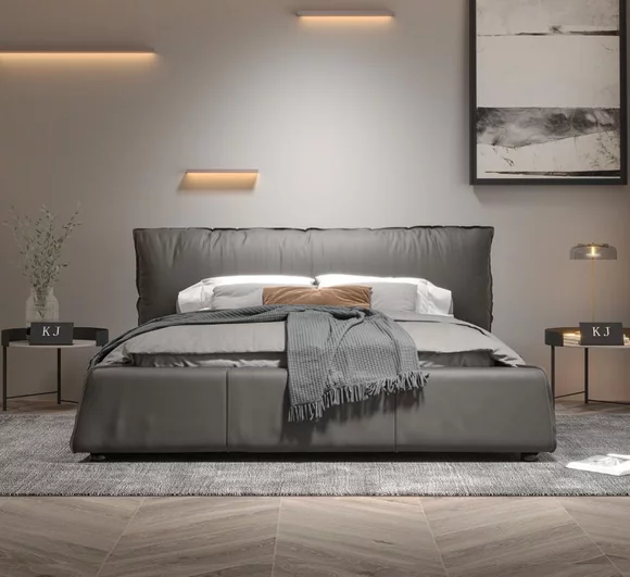 Design Leather Bed Double Marriage Modern Hotel Luxury Sleeping Room Beds