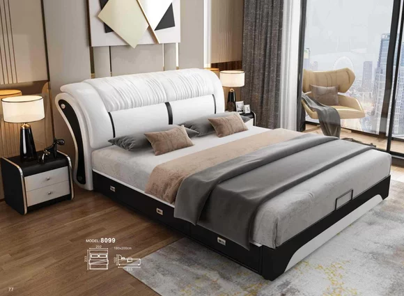 Bed Cushion Design Luxury Double Hotel Room Leather 180x200cm Beds