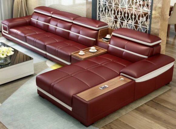 Luxury Corner Sofa L Shape Faux Leather Corner Upholstered Sofa Seat Design Couch Sofas Red New