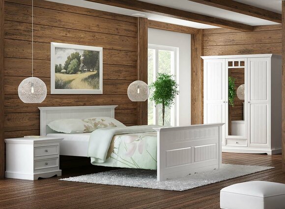 Farmhouse Bed Real Wood Beds 180x200c Wooden Bed Bedroom Furniture White Country House