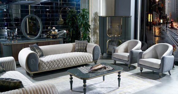 Design Sofas Cushions Couches Fabric Relax Modern Sofa Set 3+1+1 Seater Set