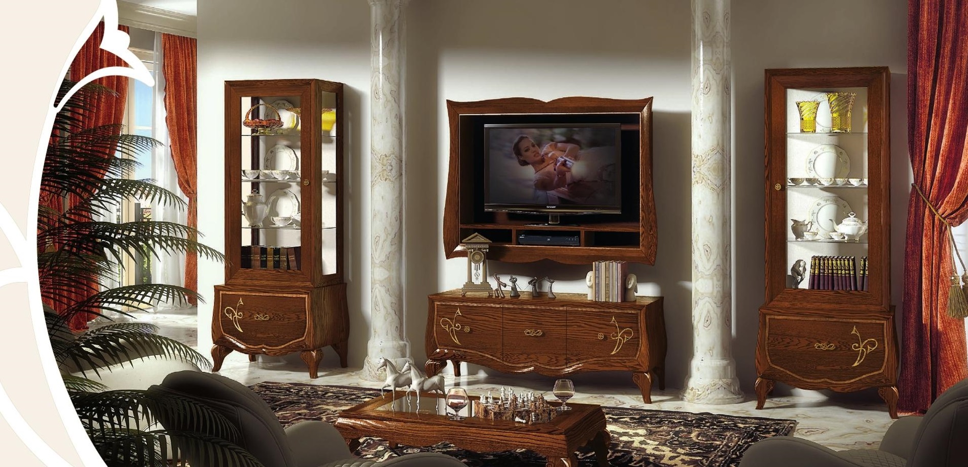 rtv set living room display cabinet tv modern wood furniture cabinet style group italian