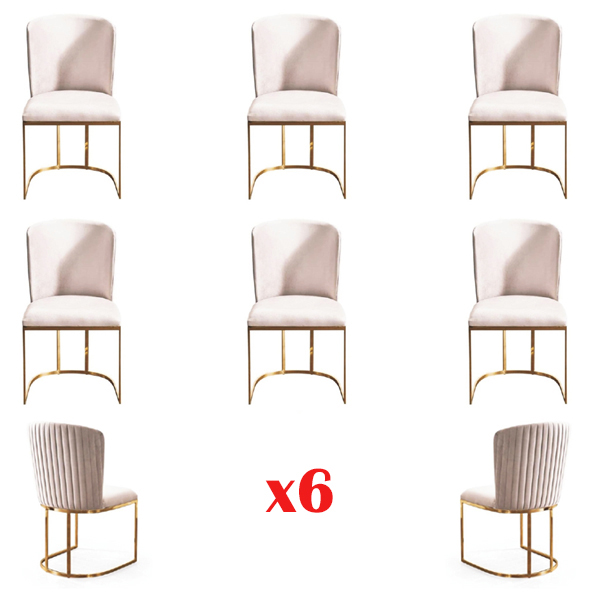 Dining Room Chair Designer Chairs New Set 6x Fabric Solid Wood Chair