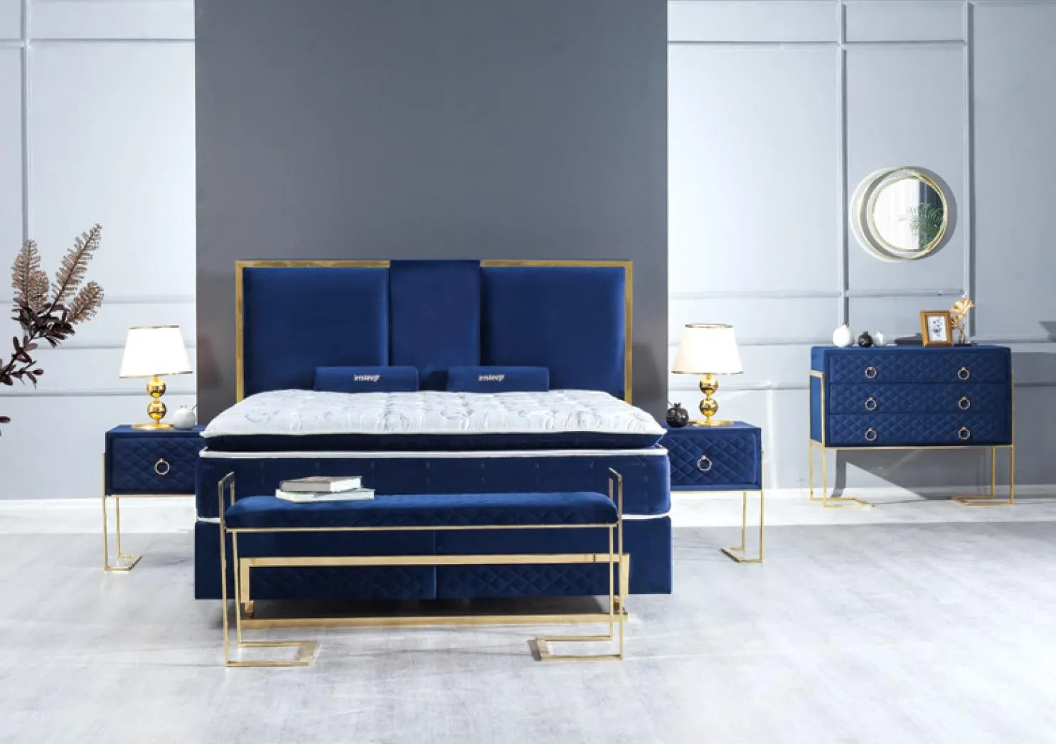 Bed Blue Metal Furniture Design Elegant Bedroom Furniture Modern