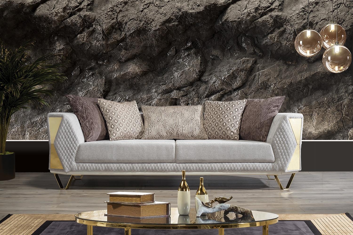 Fancy Sofa Living Room Three Seater Couch Upholstery Furniture Fabric 3some