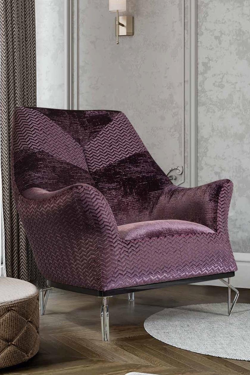 Armchair Single Seater 1Seater Upholstery Seat Designer Seat Fabric Modern Purple